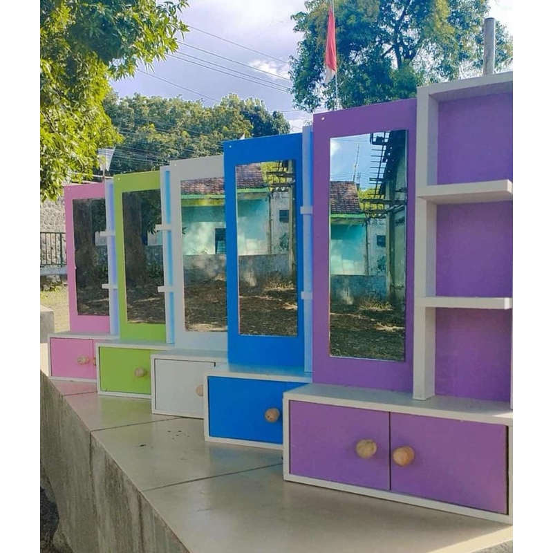 Rak kaca dinding laci/rak kaca rias/tolet laci