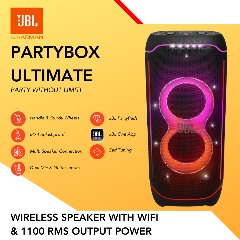 WIRELESS SPEAKER JBL PARTYBOX PARTY BOX PARTY-BOX ULTIMATE WITH 1100 RMS OUTPUT POWER