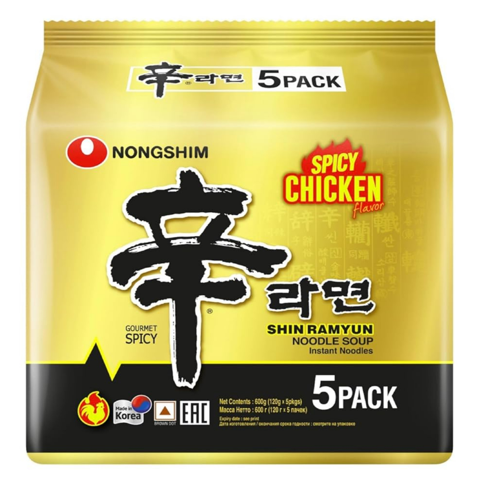 

Nongshim Shin Ramyun Spicy Chicken Gourmet Spicy, (120gr@5pcs) 600gr