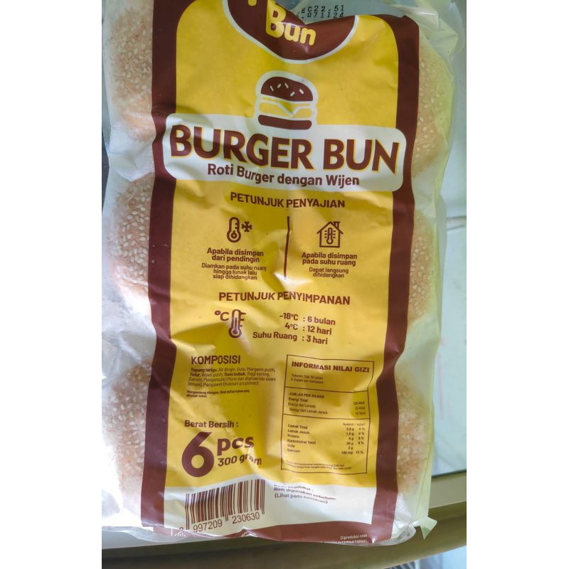 

Burger Bun Roti Burger wijen isi 6 diameter 8 cm