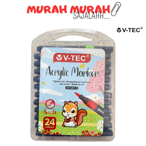 

TBMO V-TEC ACRYLIC MARKER BRUSH 24 COLOR (AM 5367 B) / Spidol Warna