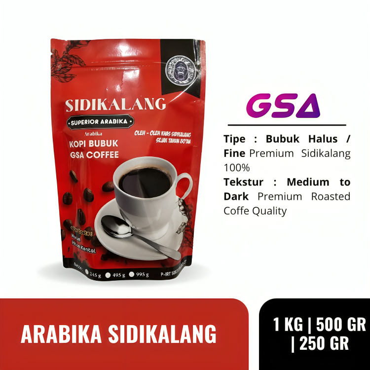 

GSA COFFEE Kopi Arabica Sidikalang PREMIUM 500g 500 gr ASLI Medan Bubuk Hitam Arabika Murni