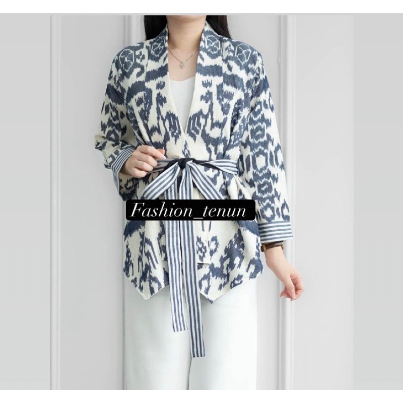 BLAZER GHANIA WHITE TENUN / OUTER WANITA / OUTER BATIK / JAS WANITA / BAJU KANTOR / SERAGAM KANTOR /