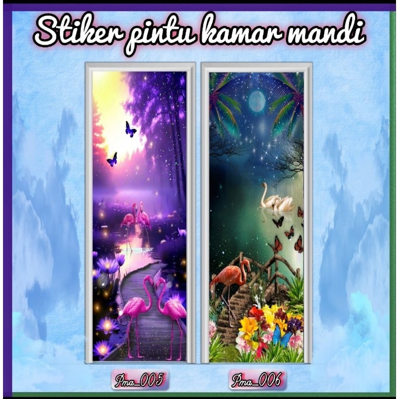 Stiker pintu kamar mandi pvc / stiker pintu kamar toilet / stiker pintu kamar wc motif pemandangan a