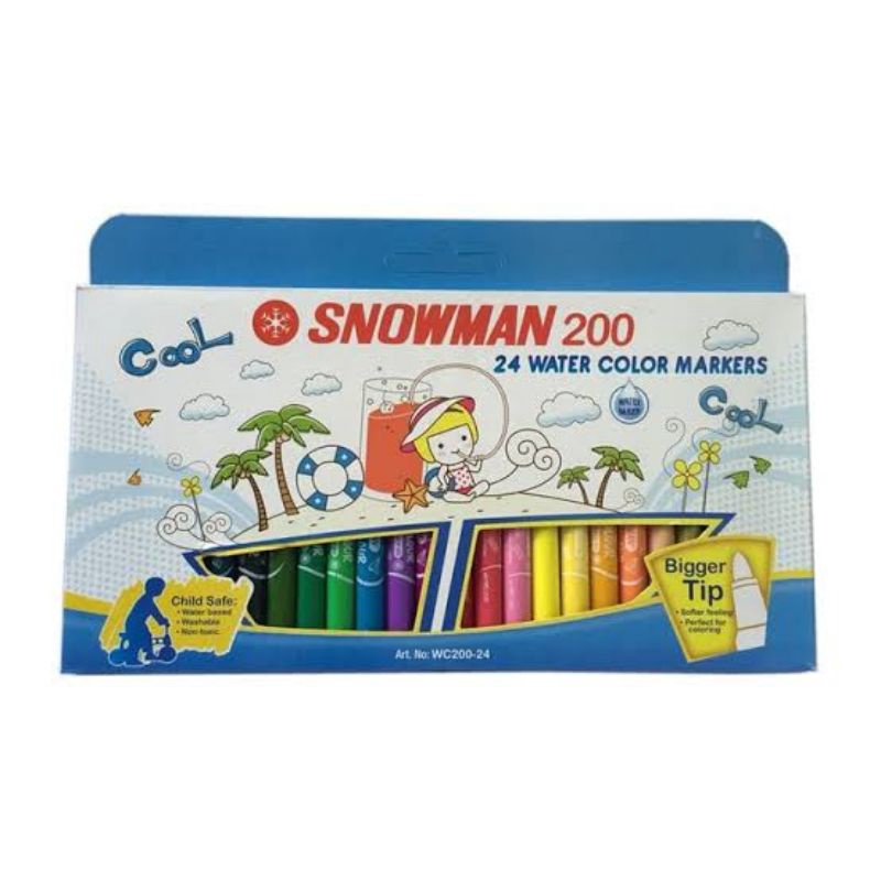 

TERMURAH Spidol Water Color Marker Snowman Per Set Isi 24 Warna Child Safe WC224
