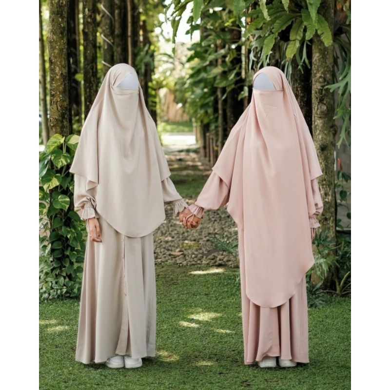 Ready SOAPNUT Set Setelan Gamis Lovely Zauhara Fk French Khimar Cadar Instan Wanita Dewasa Muslimah 