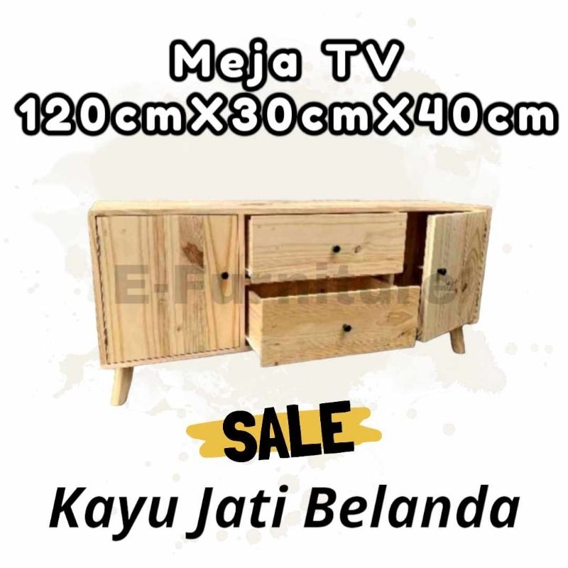 MEJA TV KAYU JATI BELANDA UKURAN 120X30X40