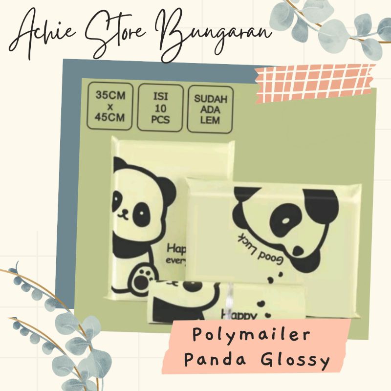 

10 pcs ~ Polymail 35x45cm PANDA CREAM / Plastik Packing / Polymailer PANDA PREMIUN GLOSSY / Plastik Packing Olshop / Polymailer Panda CREAM