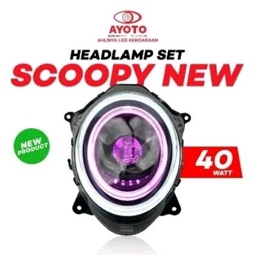 LAMPU HEADLAMP SET BILED SCOOPY NEW FULLSET | HEADLAMP PROJECTOR BILED 40W 2INCH MOTOR