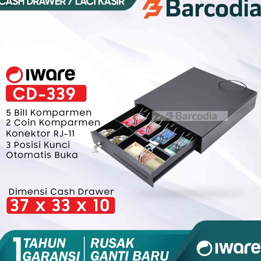 Top Produk CASH DRAWER IWARE CD339 LACI UANG KASIR 5 SLOT UANG KERTAS MURAH LACI KASIR METAL