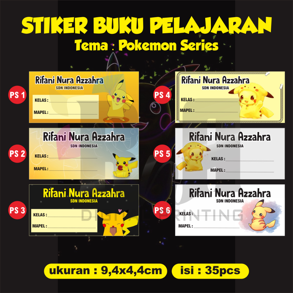 

Stiker Nama Buku Pelajaran Tema Pokemon Series