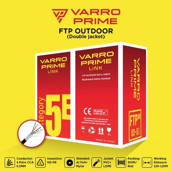 KABEL LAN VARRO FTP DOUBLE JACKET CAT 5E METER