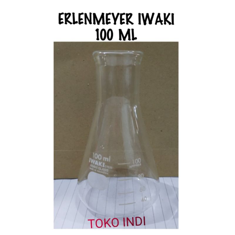 Erlenmeyer IWAKI & PYREX 100 ml/Gelas Erlen/Erlenmeyer
