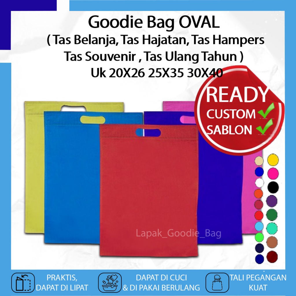 

Goodie bag Tas Belanja SPUNBOND OVAL 20X26 25X35 30X40 TOTEBAG Souvenir Pernikahan Hajatan Ulang tahun Anak