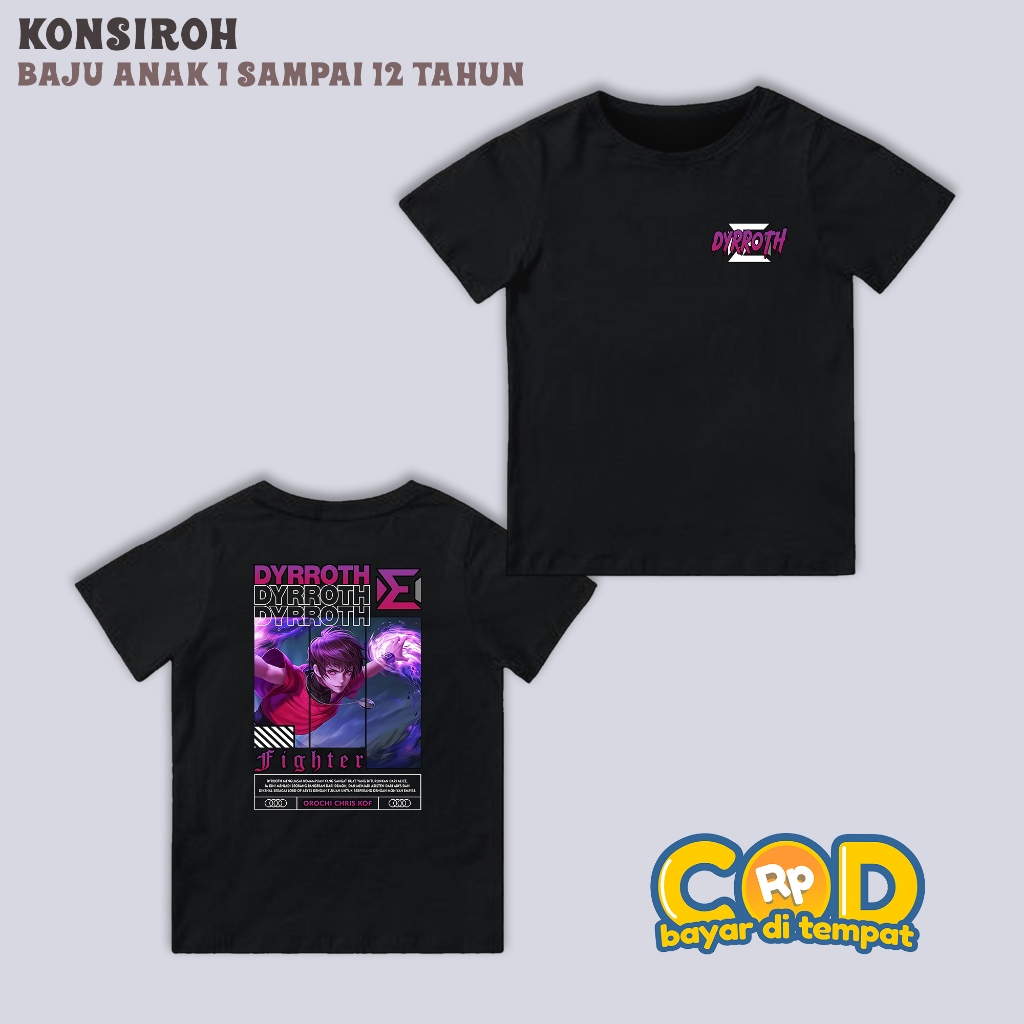 KAOS ANAK - MOBILE LEGEND DYRROTH OROCHI KOF - KAOS DYRROTH UNGU FIGHTERS - KAOS PREMIUM ANAK ANAK -