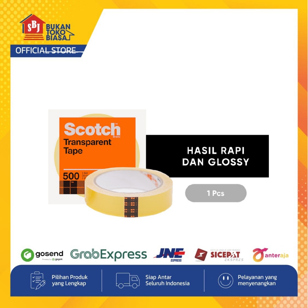 

Scotch Selotip Isolasi Selotip Lakban Bening Transparan 500 12MMX33M