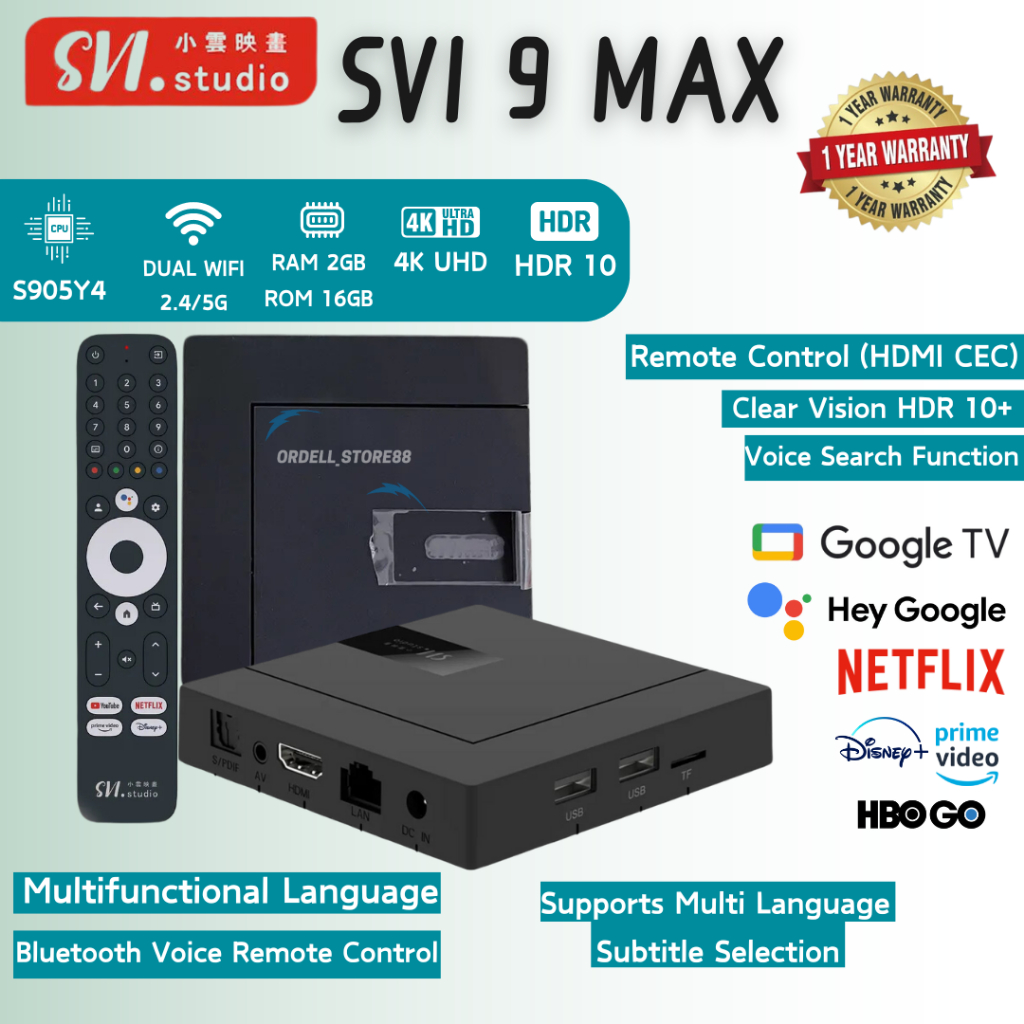 Tv Box Android SVICLOUD 9 MAX 8K 2GB/16GB 9CORE WIFI 2.4/5GHZ