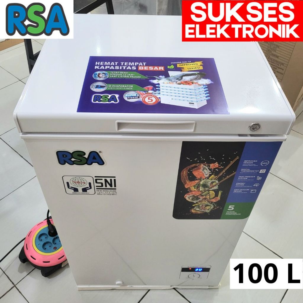 FREEZER BOX RSA 100L CF-110 / CHEST FREEZER 100 L LEMARI PEMBEKU ES DAGING 100 LITER
