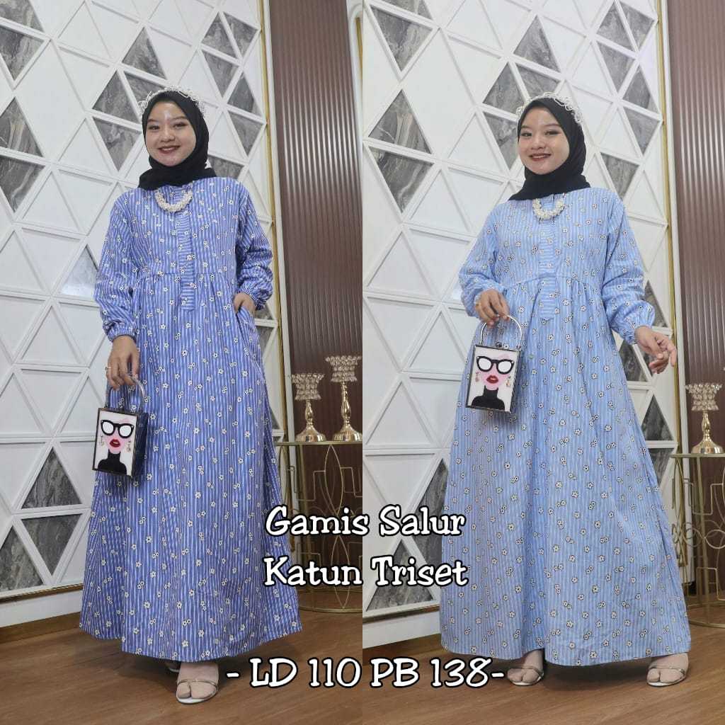 GAMIS DENARA DRESS VINTAGE KATUN TRISET/COD/DRESS MAXI SALUR ZARA MOTIF SALUR BUNGA TERBARU
