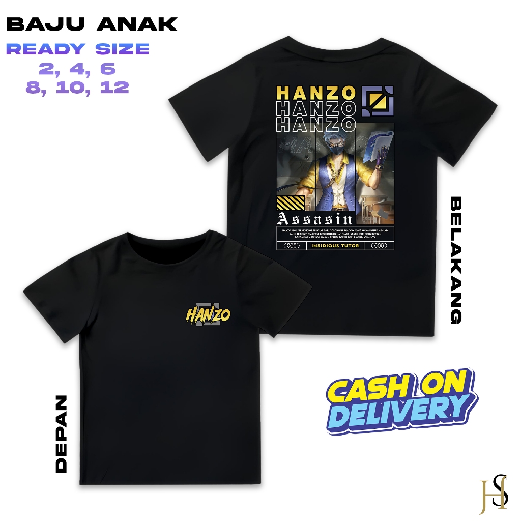 HosinShop - Kaos Hero Mobile Legend - Kaos Anak Atasan Katun Sablon - Kaos Anak Hero ML - Kaos Hero 