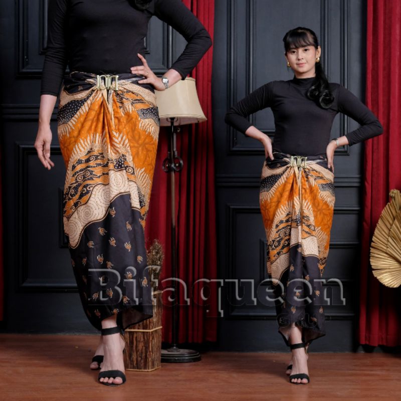 Rok lilit batik modern, Rok Lilit bawahan kebaya, Rok lilit batik motif lumut Oren, Rok lilit batik 