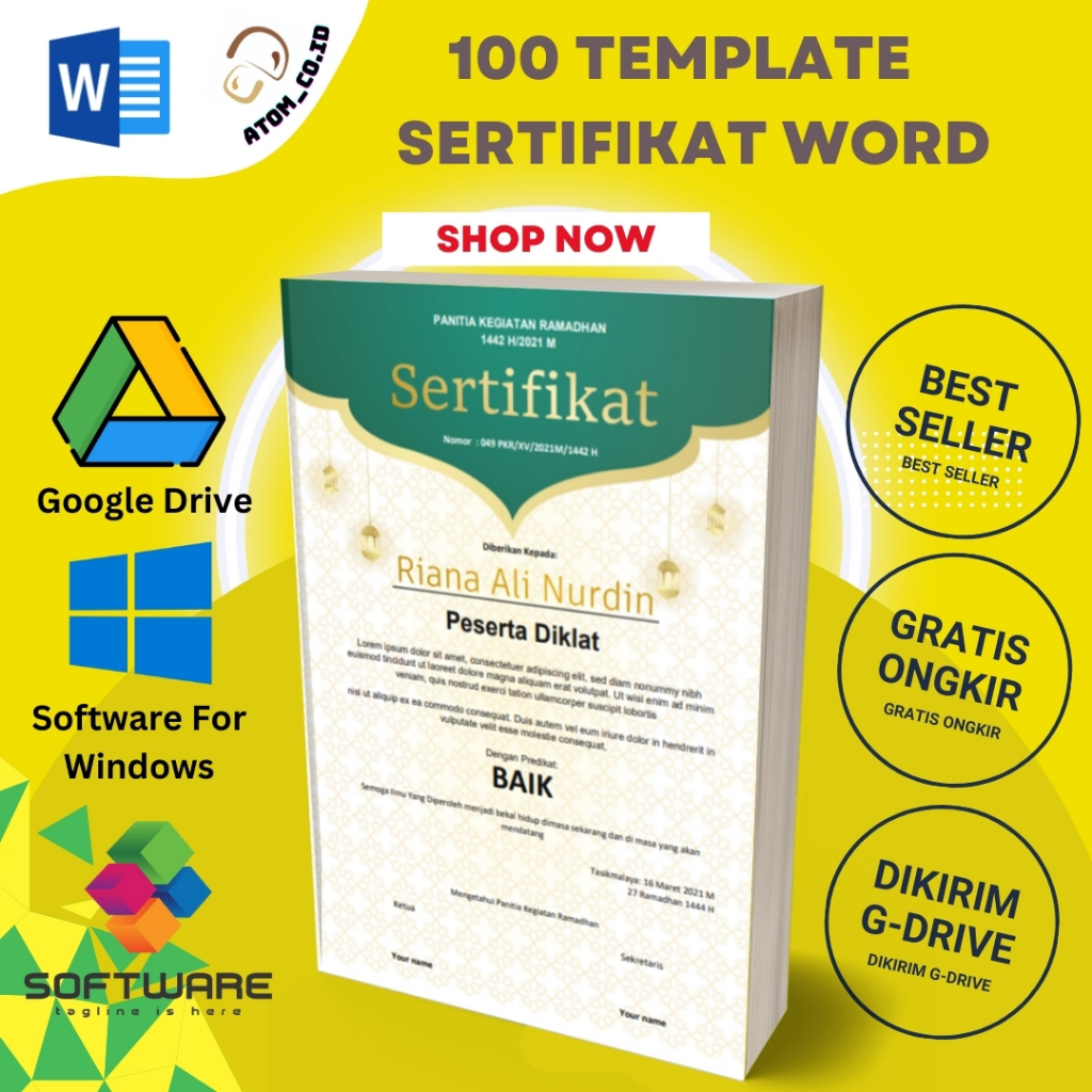 100 Template Sertifikat Certificate Format Word