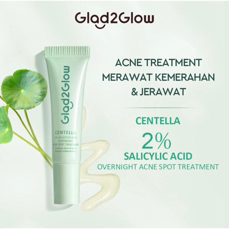 Glad2Glow Centella 2% Salicylic Acid Overnight Acne Spot Treatment / glad2glow acne spot / glad 2 gl