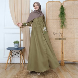 KUPNAD Gamis Katun Premium Toyobo  bordir bunga esther - Daisy Dress Olive