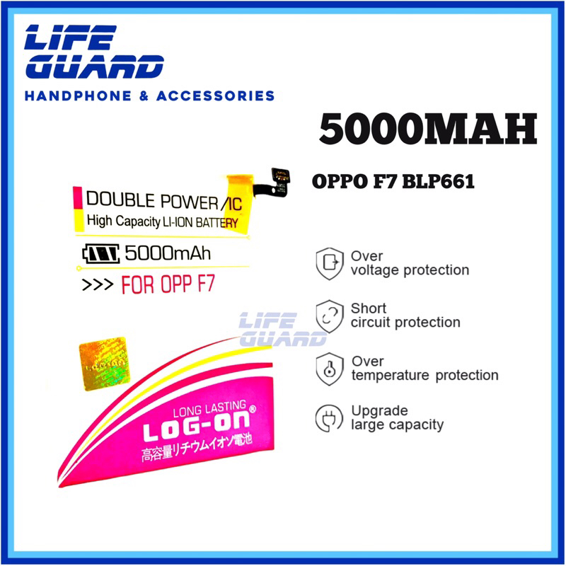 BATERAI LOG-ON OPPO F7 | A3 BLP661 5000MAH 3.85V BATRE DOUBLE IC