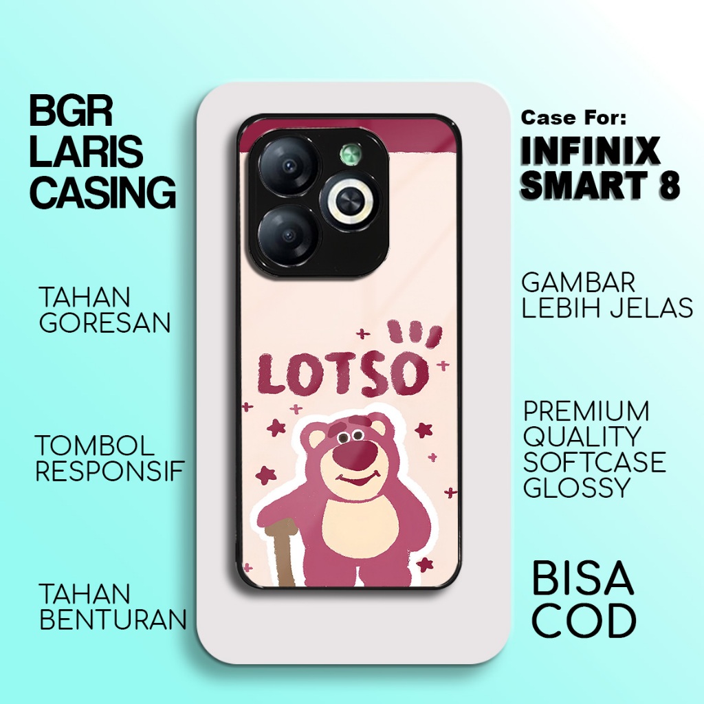 Case Infinix Smart 8 Terbaru - Infinix Smart 8 - Motif Lotso - Hardcase Premium Glossy - Softcase Hp