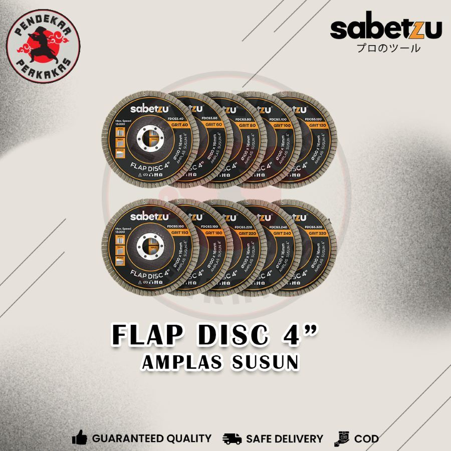 Sabetzu Amplas Susun 4" - Amplas Tumpuk 4" - Flap Disc Amplas Susun 4" - Amplas Kayu Ampelas Gerinda