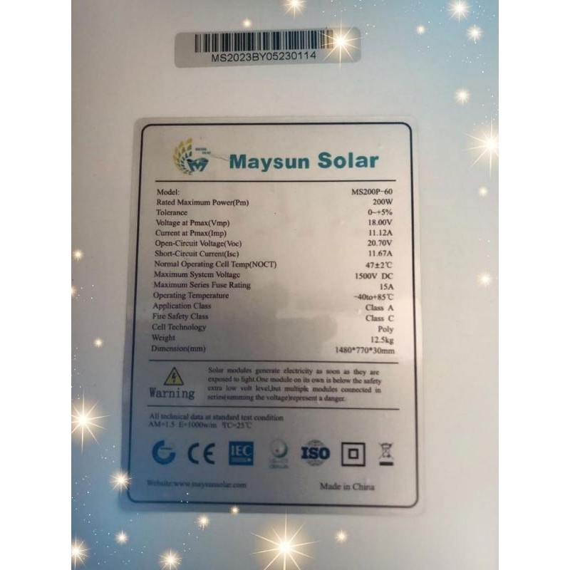 Solar cell 200wp Policrystallin Maysun