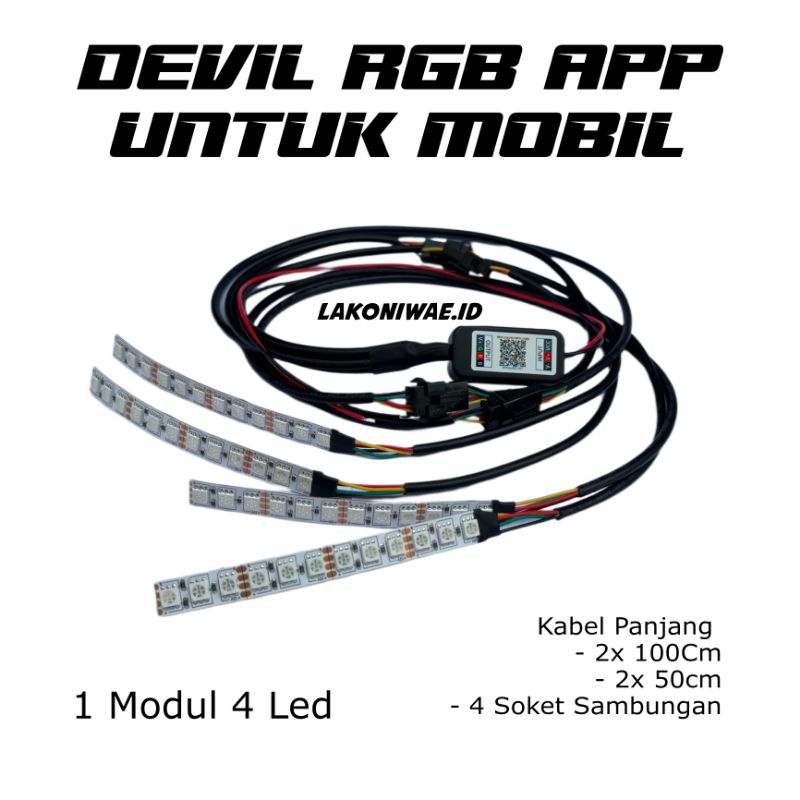 Devil RGB 1 Modul 4 Led Aplikasi Untuk Mobil