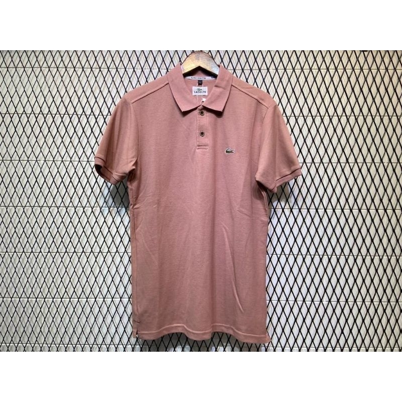 Kaos Kerah Kra Pria Bahan Adem Model Polo Logo Bordir Dada Motif Polos Warna Pink Peach