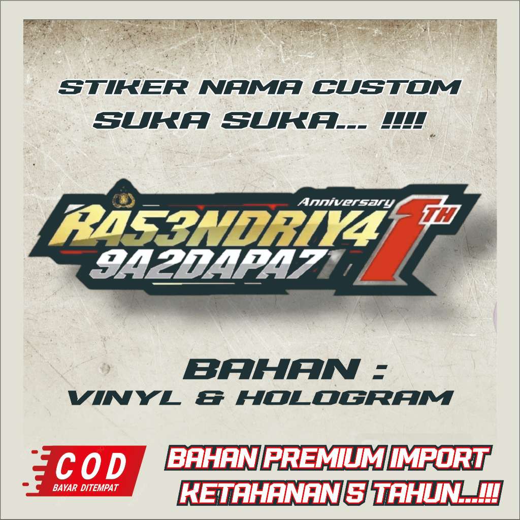 

Stiker custom nama suka suka bahan premium import
