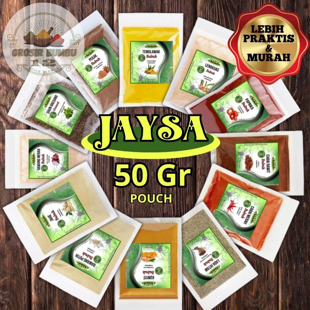 

JAYSA - Rempah 50 gr / Rempah Pouch 50 gr / Bumbu Bubuk / Rempah Kemasan Praktis / Bumbu Masak Instant / Bumbu Dapur Lengkap / Bumbu Rempah Murni / Lada Hitam / Lada Putih / Kunyit / Bawang Putih / Pekak