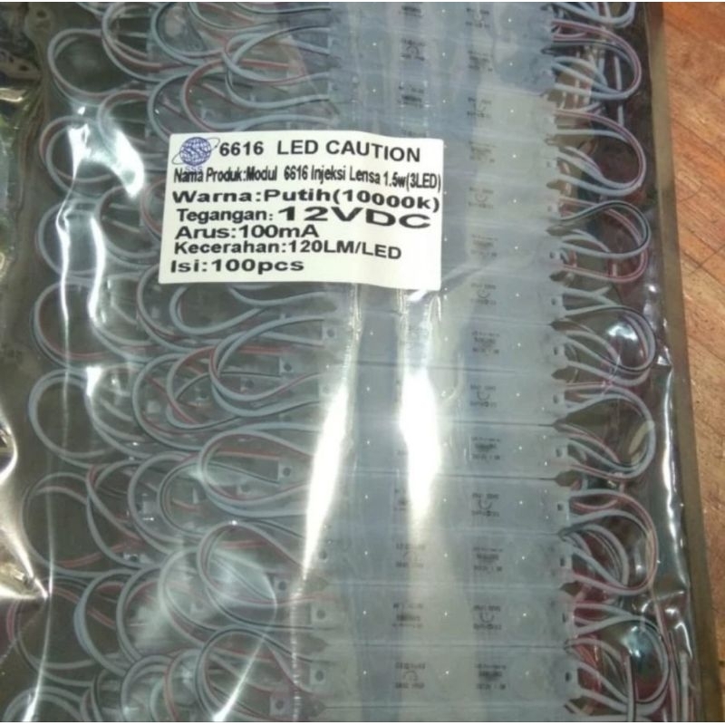 led modul 3 led tipe 6616 12v putih per 20 biji