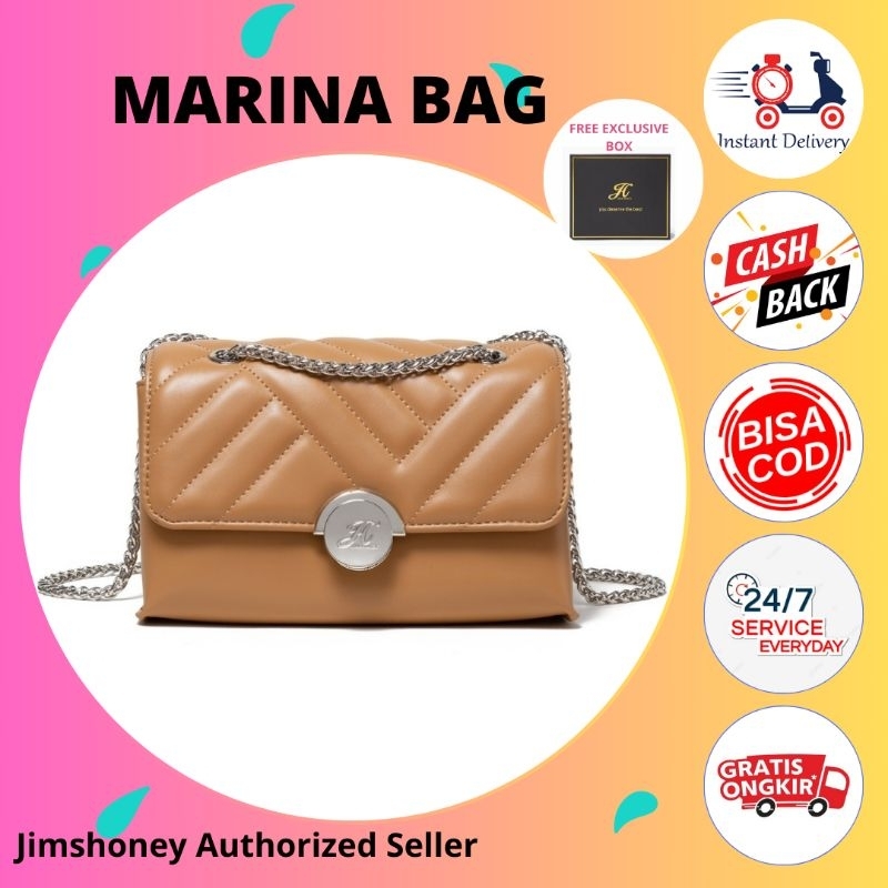JIMS HONEY MARINA BAG tas selempang wanita rantai FREE exclusive box bisa COD gratis ongkir extra ta
