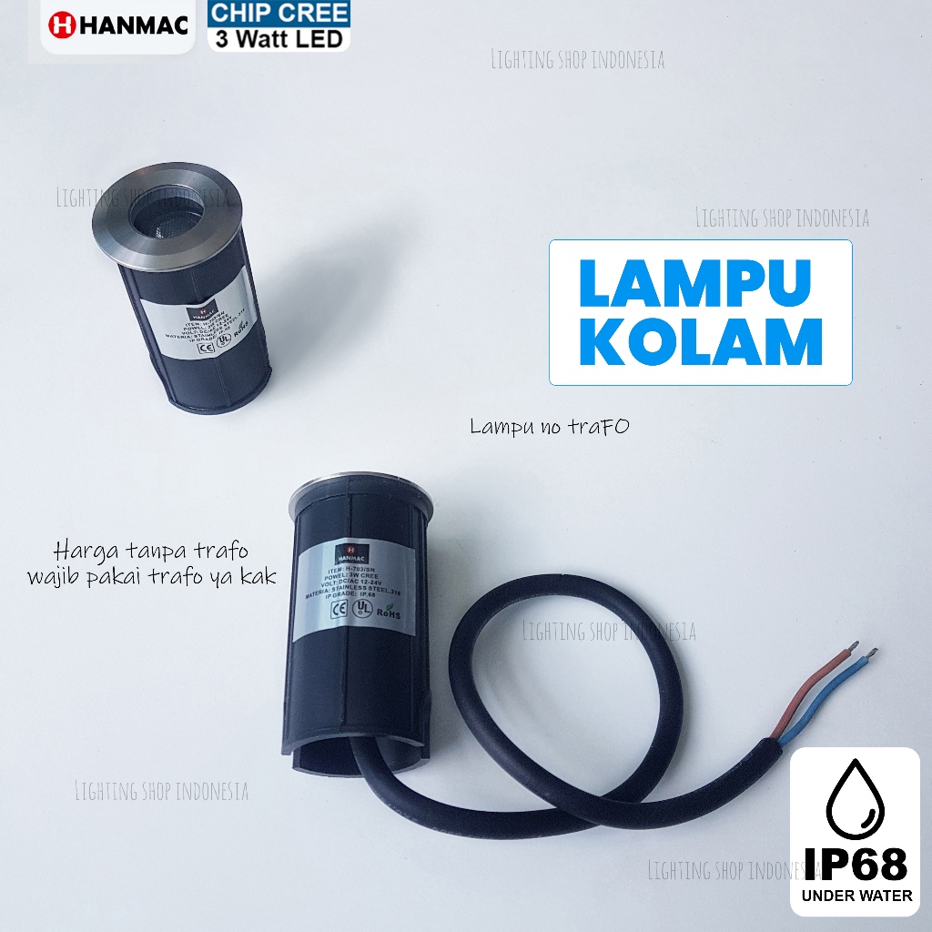Lampu kolam inbow dalam air stainless 316 ip68 led 3w 12v - 24V waterproof pool lights