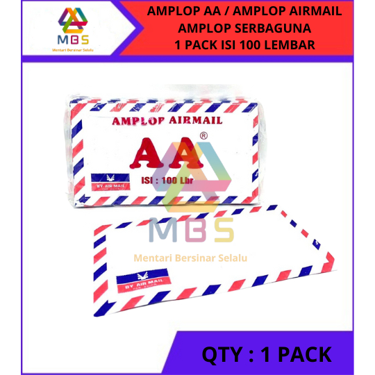 

AMPLOP AA MERAH PUTIH AIRMAIL SURAT SERBAGUNA 1 PACK ISI 100 LEMBAR