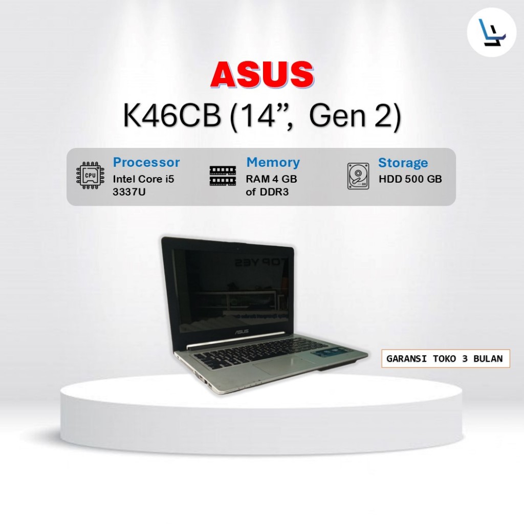 Laptop Asus K46CB Core i5 Gen 3 RAM 4 GB HDD 500 GB Second