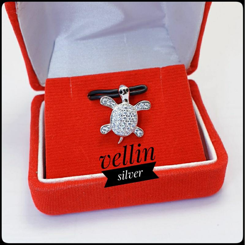 Liontin Perak 925 Asli Lapis Emas Putih - Liontin Model Kura Kura Silver 925