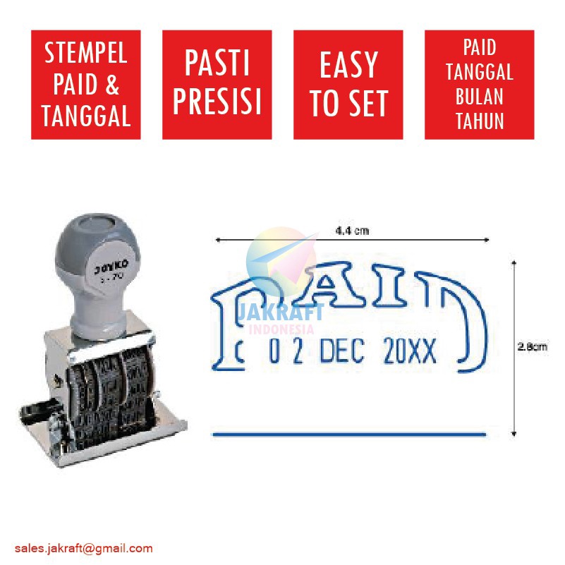 

UNIK 1 Pcs Cap Stempel Lunas Paid Tanggal JOYKO Date Stamp S7