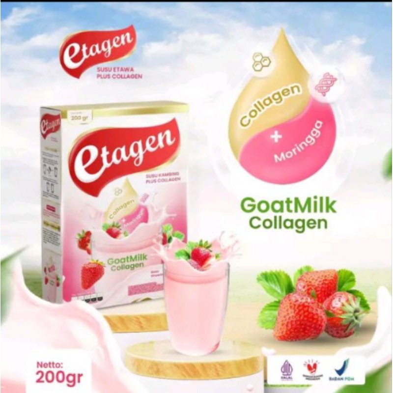 

susu etagen susu kolagen merawat kulit dan wajah rasa stroberi halal BPOM HALAL 200GR