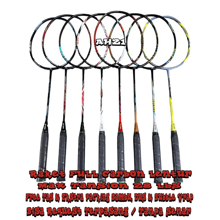 LANGSUNG KIRIM Raket Badminton Full Carbon Impor 28 lbs 1 Lentur dan Ringan