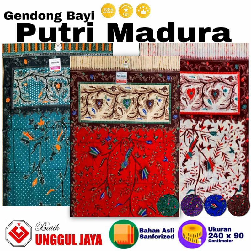 Selendang Putri Madura Unggul Jaya Gendong Bayi Kain Batik Motif Burung Cukin Jarik Tradisional New