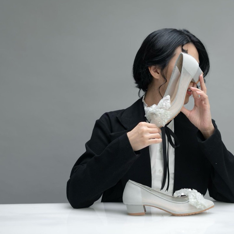 Sepatu Ittaherl Jewel Blockheels Sage Size 39 & 40 PRELOVED