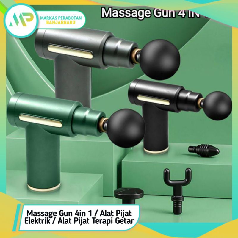 KlEVO Massage Gun 4in 1 / Alat Pijat Elektrik USB / Alat Pijat Terapi Getar