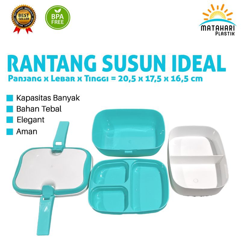 Rantang Susun Ideal/Rantang Segi Plastik/Rantang Susun Plastik