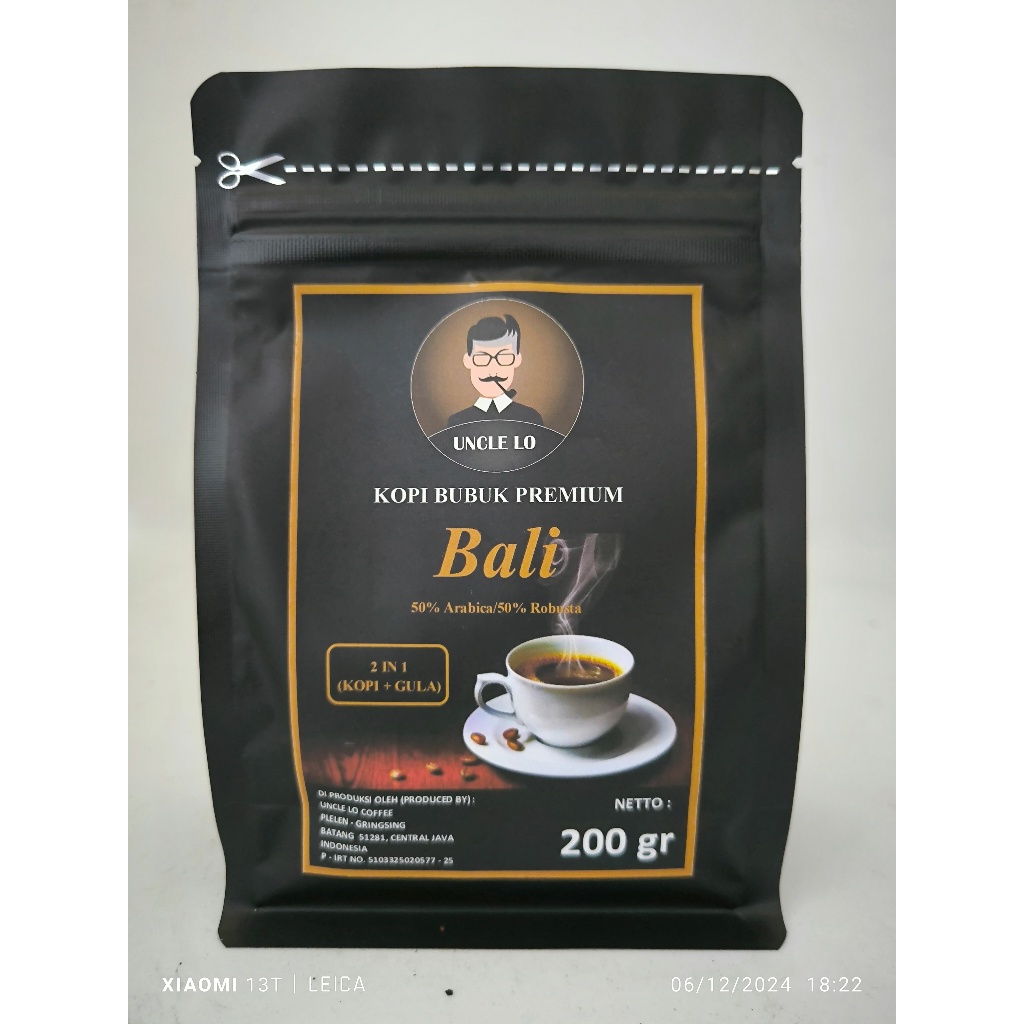 

KOPI BUBUK 2 IN 1 DENGAN GULA "BALI" UNCLE LO - 200 gr